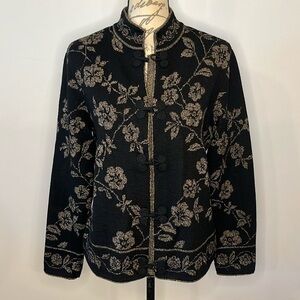 Talbots merino wool floral cardigan sweater M